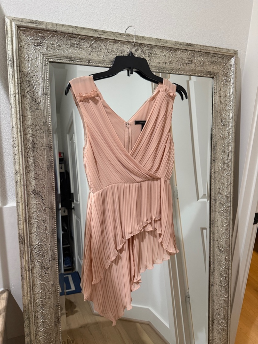 BCBG Sleeveless Asymmetric Top in Blush Pink *runs large*